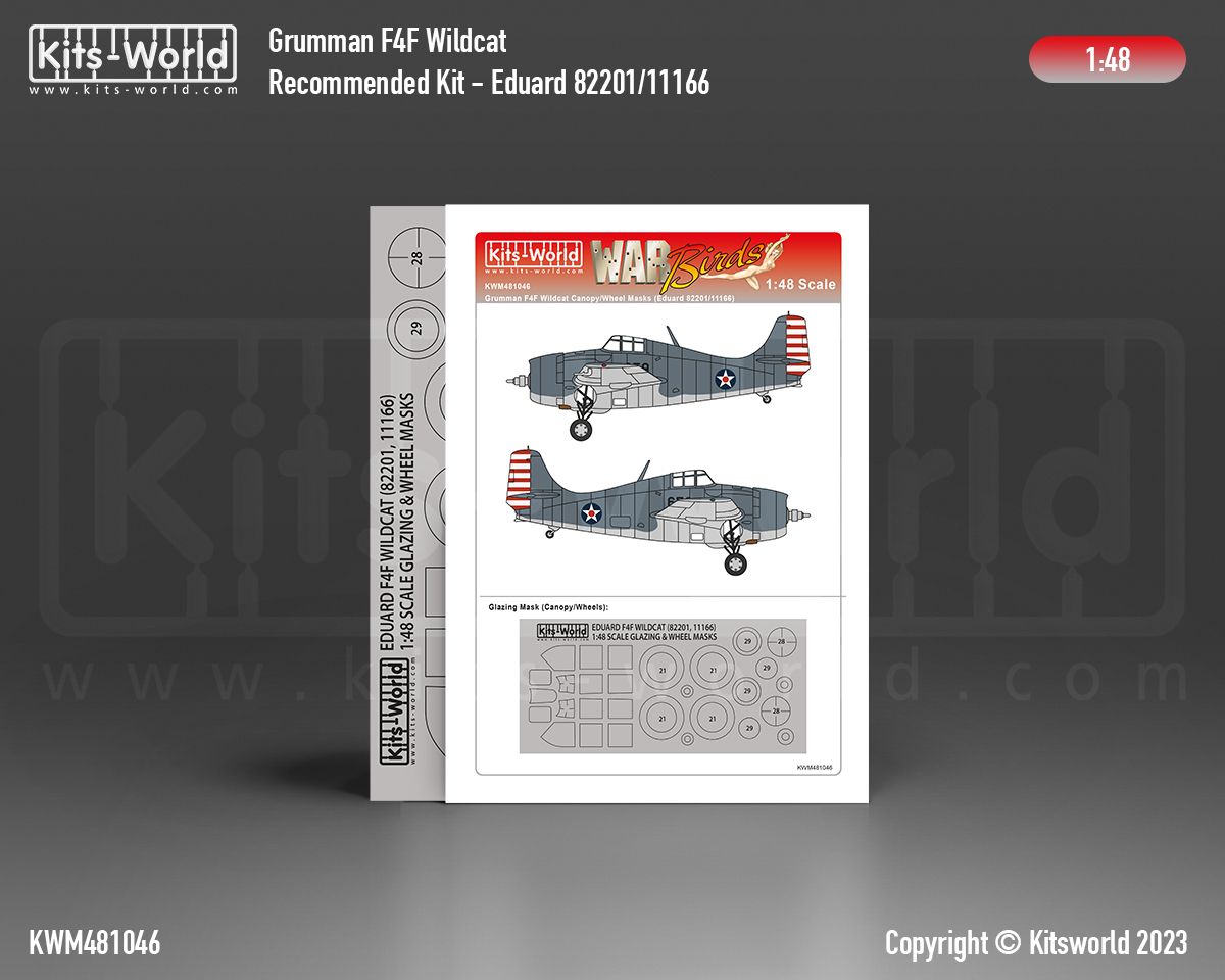 1:48 Grumman F4F-3/F4F-4 Wildcat - Canopy and Wheel Masks (for Eduard kits)