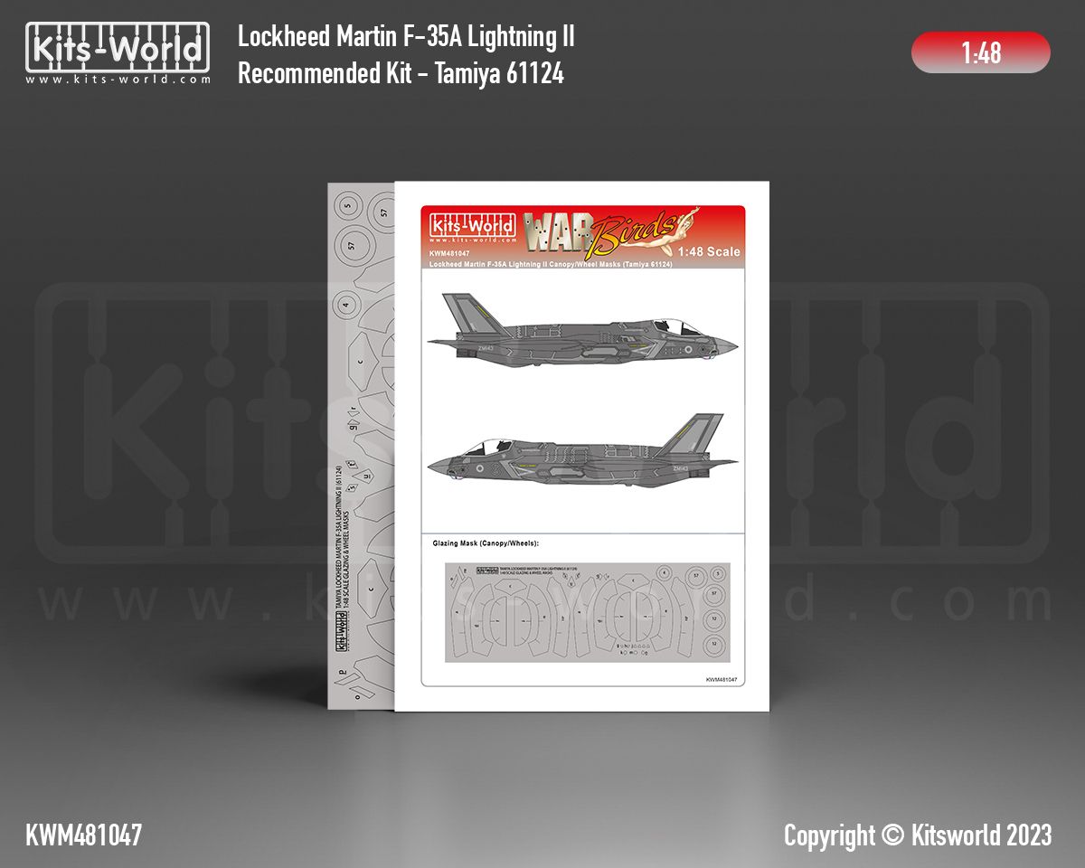1:48 F-35 A Lightning II - Canopy and Wheel Masks (designed to be used with Tamiya 61124 kit)