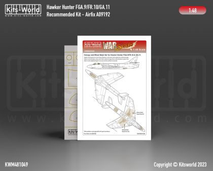 1:48 Hawker Hunter FGA.9/FR.10/GA.11 - Wheels and Canopy Frame Paint Masks (for Airfix 09192 kit)