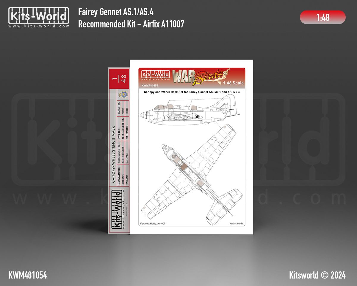 1:48 Fairey Gannet AS.1/AS.4 - Wheels and Canopy Frame Paint Masks (for Airfix 11007 kit)
