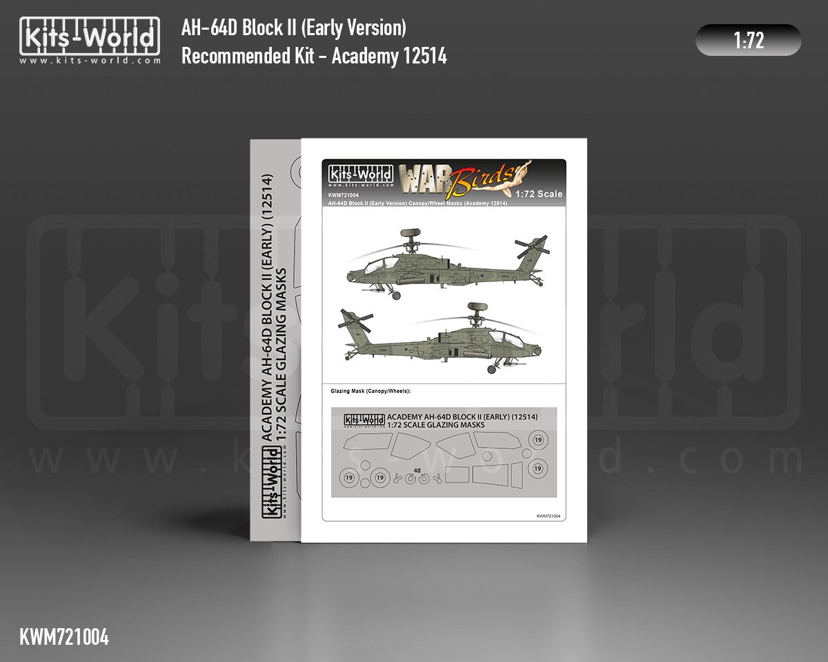 1:72 AH-64 D Block II Apache wheels and canopy paint mask outside only (for Academy 12514 kit)