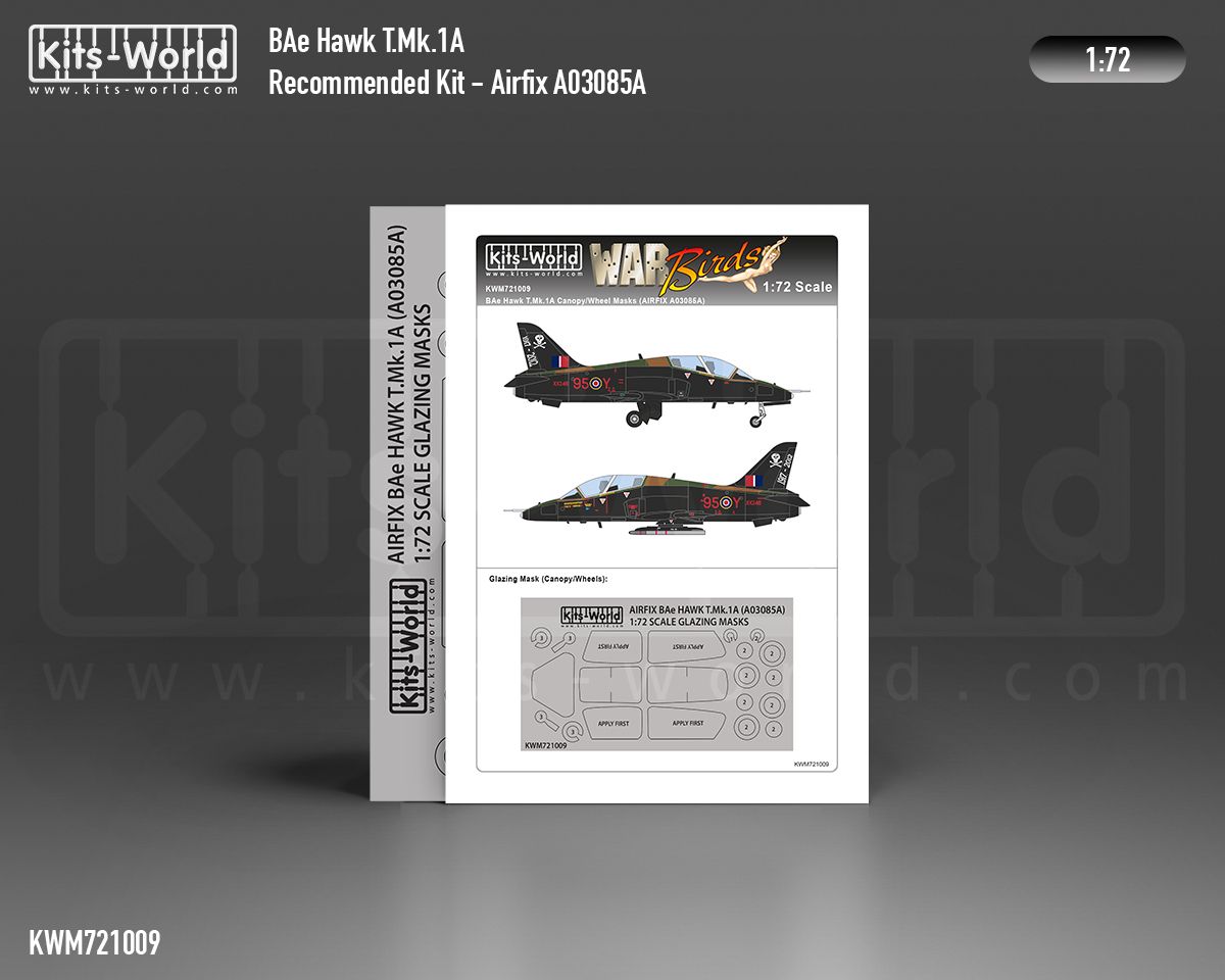 1:72 BAe Hawk T.1A wheels and canopy paint mask outside only (for Airfix 03085A kit)
