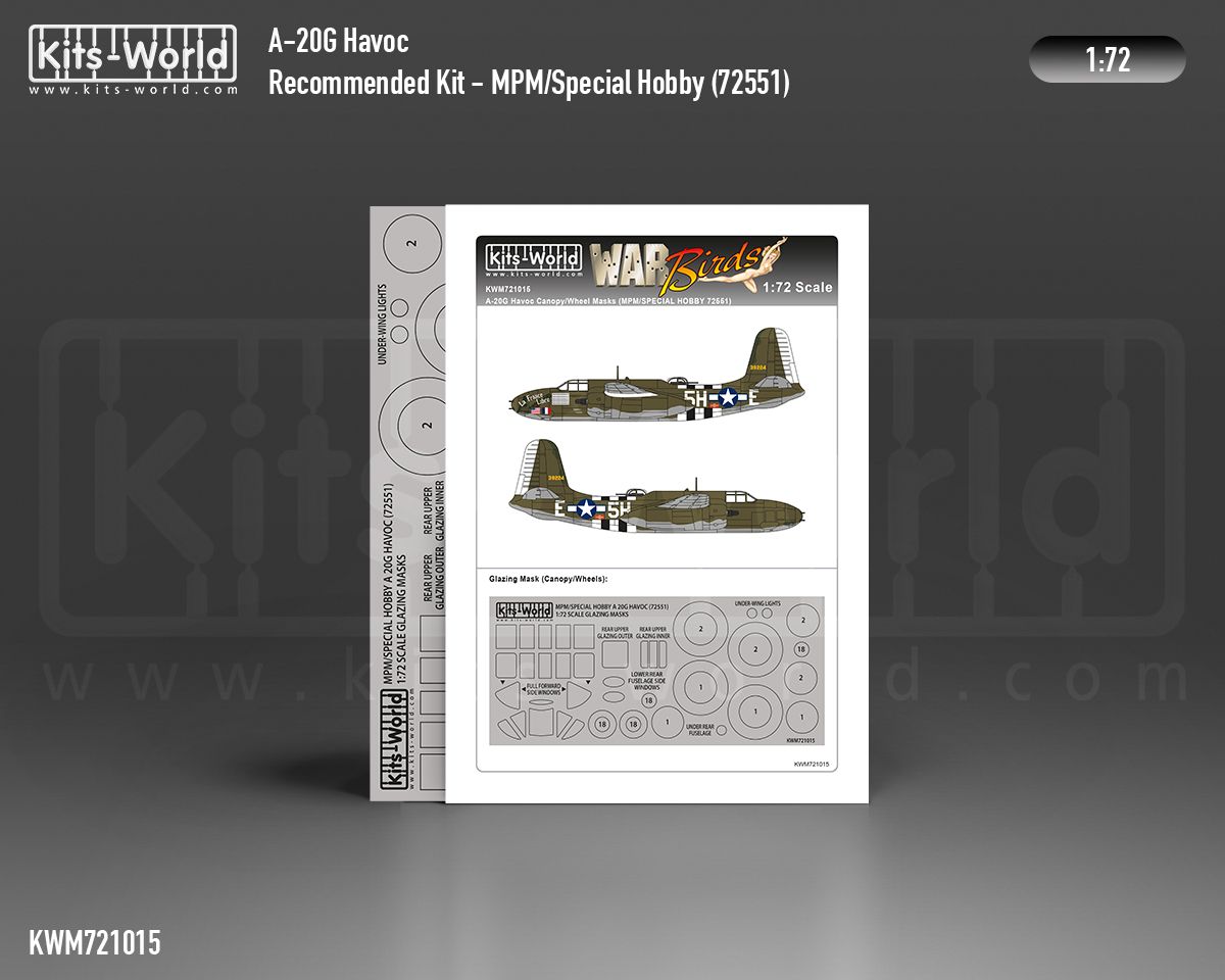 1:72 Douglas A-20 G Havoc Canopy/Wheel Mask (for MPM/Special Hobby 72551 Kits)