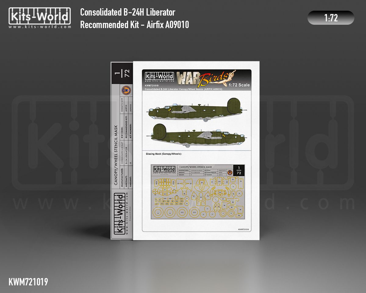 1:72 Consolidated B-24 H Liberator - Wheels and Canopy Frame Paint Mask (for Airfix 09010 kit)