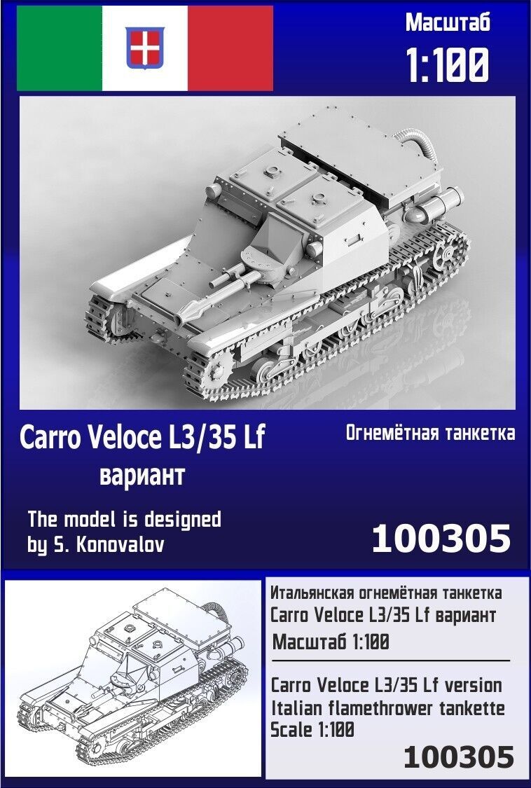1:100 Carro Veloce L3/35 Lf Version Italian Flamethrower Tankette