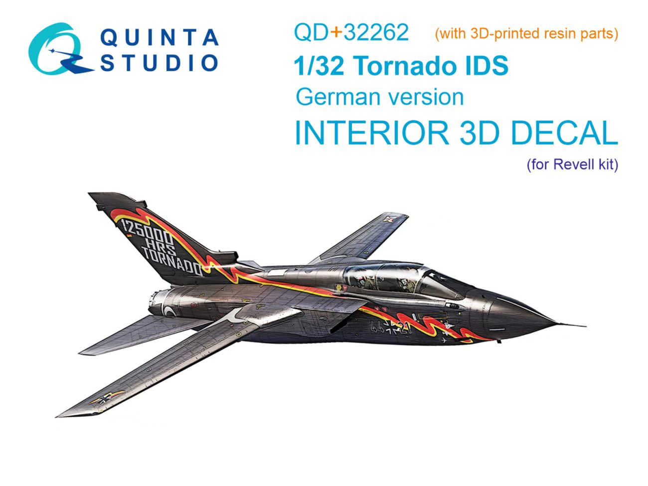 1:32 Tornado IDS German - 3D-Printed & Coloured Interior on Decal Paper with 3D-printed Resin Parts (for Revell Kits)
