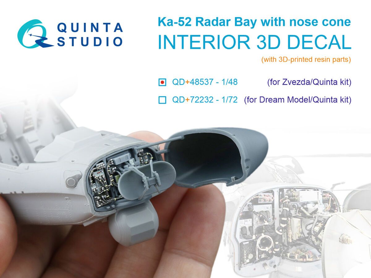 1:48 Kamov Ka-52 - Radar Bay with Nose Cone and 3D-printed Resin Parts (for Zvezda and Quinta Models Kits)