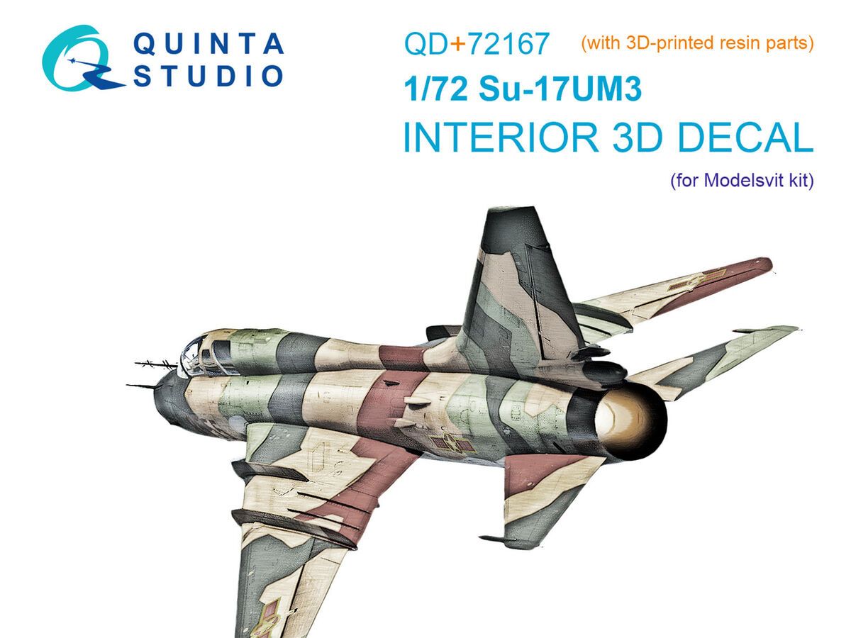 1:72 Su-17UM3 3D-Printed & coloured Interior on decal paper (Modelsvit) (with 3D-printed resin part)
