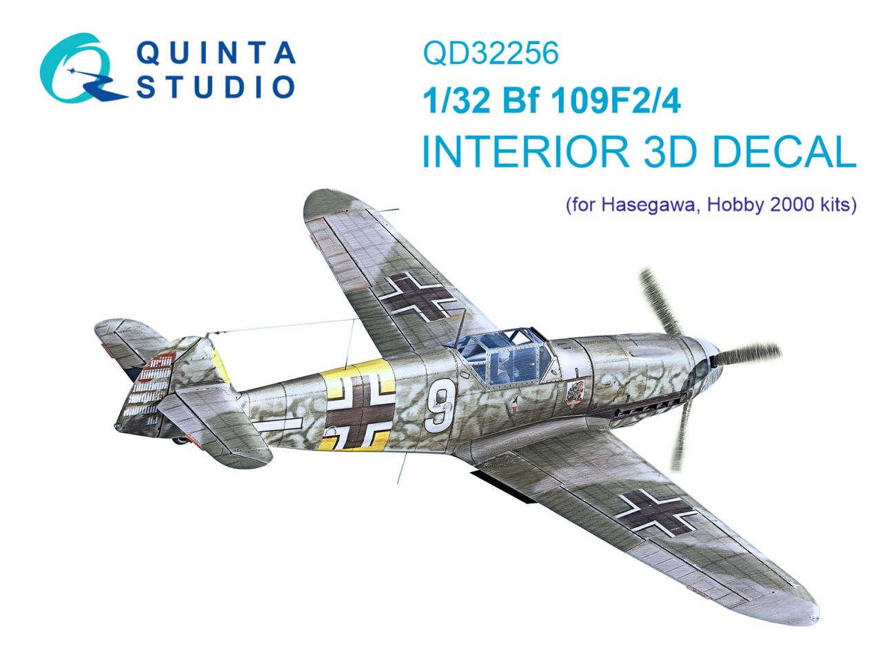 1:32 Bf-109 F-2 / F-4 - 3D-Printed & Coloured Interior on Decal Paper (for Hasegawa and Hobby 2000 Kits)