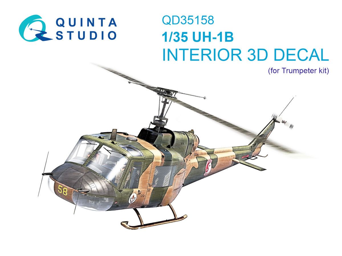 1:35 UH-1B 3D-Printed & coloured Interior on decal paper (Trumpeter)