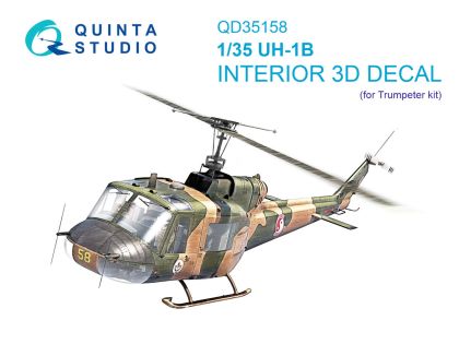 1:35 UH-1B 3D-Printed & coloured Interior on decal paper (Trumpeter)