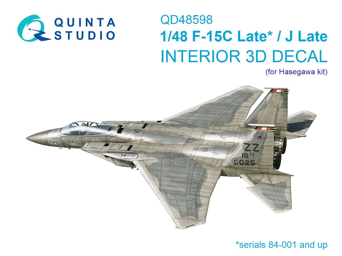 1:48 F-15C Late/F-15J Late 3D-Printed & coloured Interior on decal paper (Hasegawa)