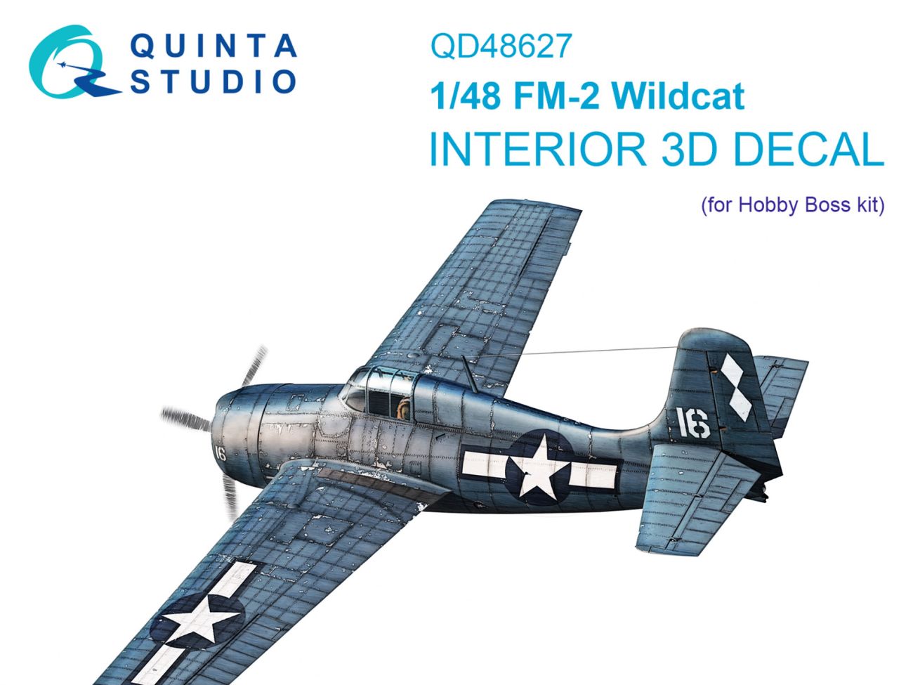 1:48 FM-2 Wildcat - 3D-Printed & Coloured Interior on Decal Paper (for Hobby Boss Kits)