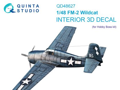1:48 FM-2 Wildcat - 3D-Printed & Coloured Interior on Decal Paper (for Hobby Boss Kits)