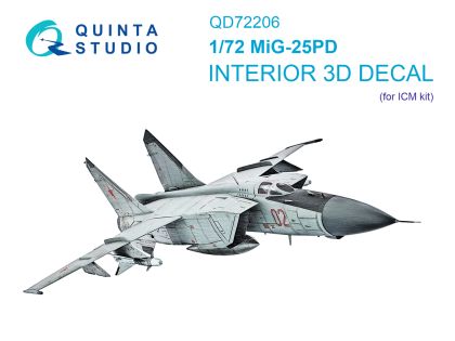 1:72 MiG-25 PD - 3D-Printed & Coloured Interior on Decal Paper (for ICM Kits)