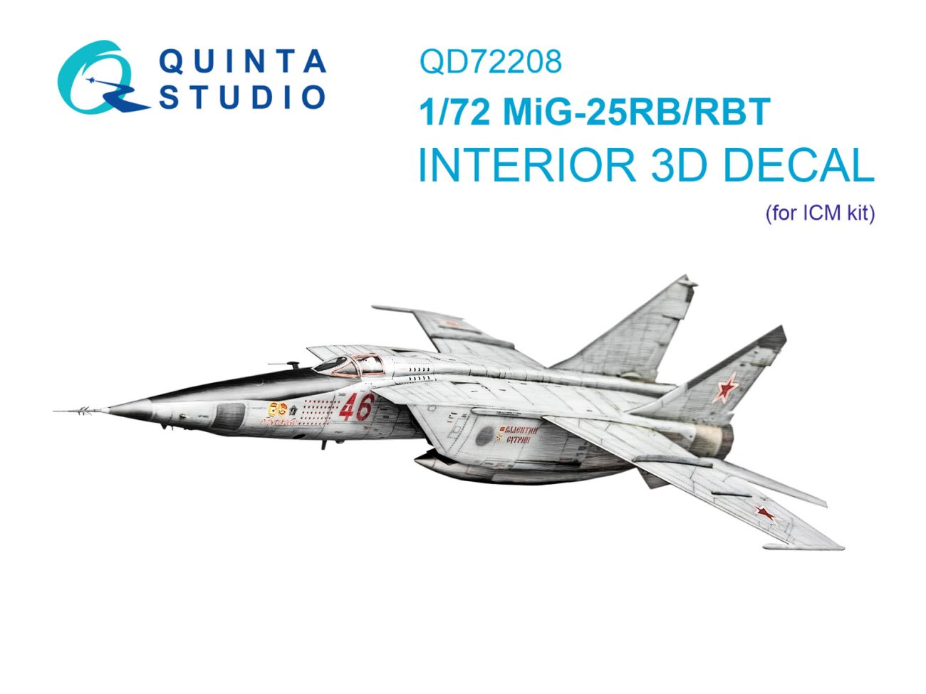 1:72 MiG-25 RB / RBT - 3D-Printed & Coloured Interior on Decal Paper (for ICM Kits)