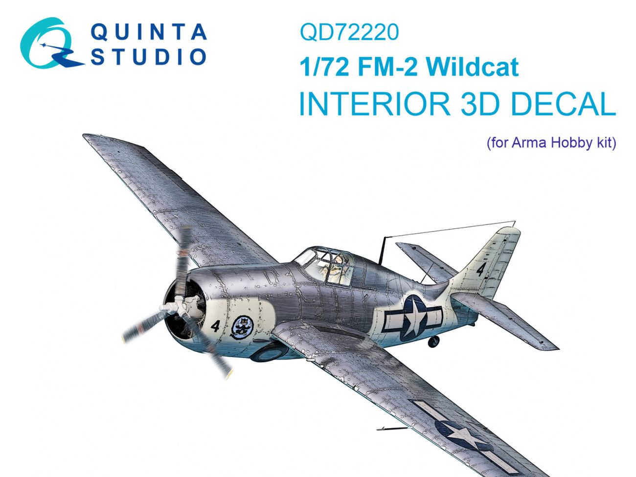 1:72 FM-2 Wildcat - 3D-Printed & Coloured Interior on Decal Paper (for Arma Hobby Kits)