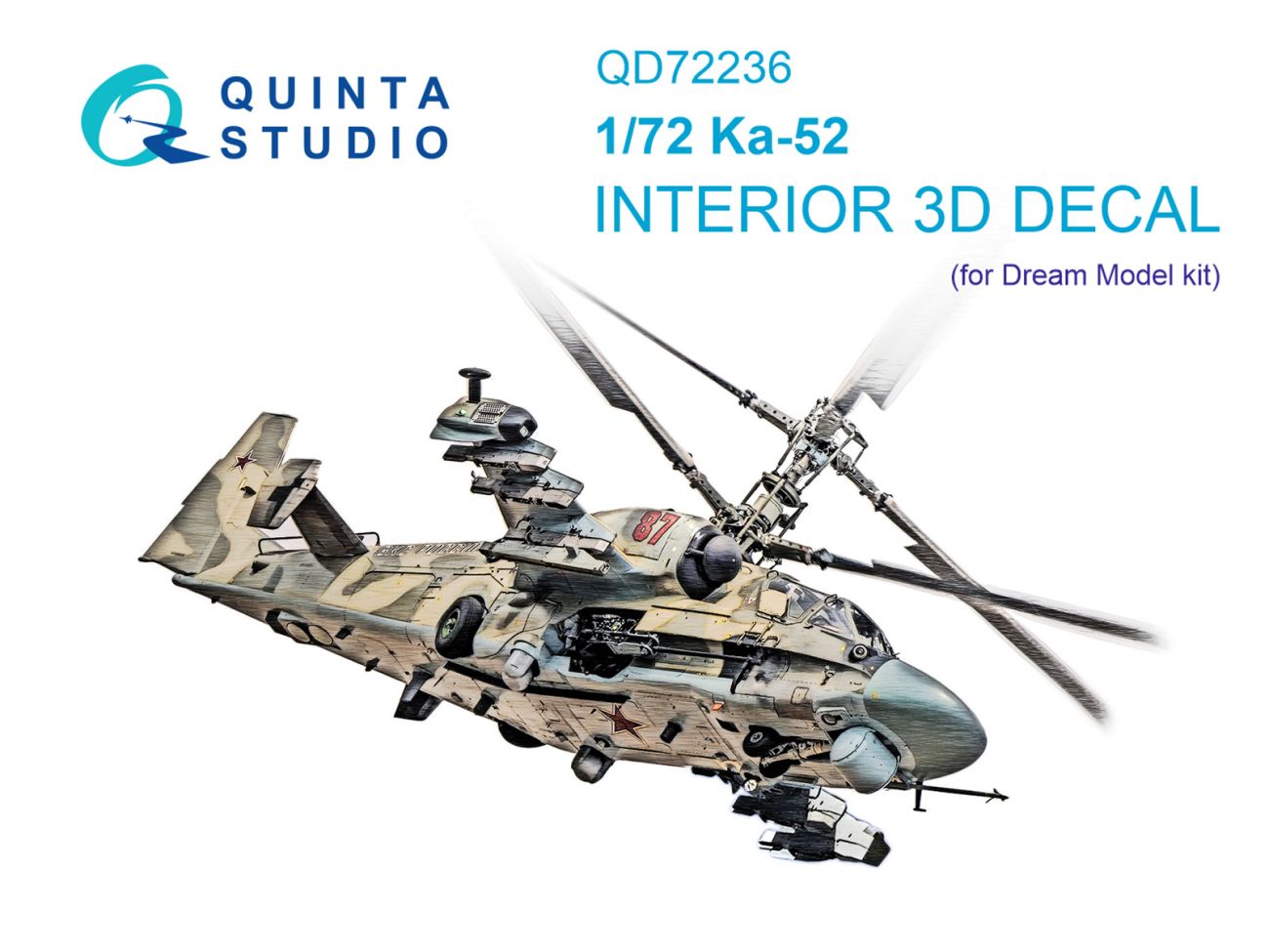 1:72 Kamov Ka-52 - 3D-Printed & Coloured Interior on Decal Paper (for Dream Model Kits)