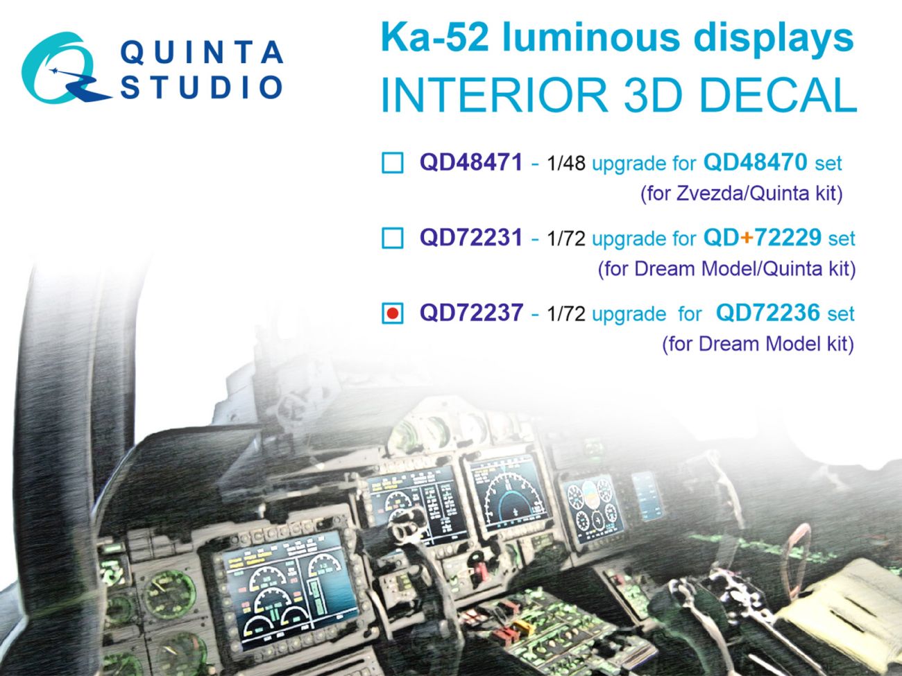 1:72 Kamov Ka-52 - Luminous Displays Upgrade for QD72236 Set Only (for Dream Model Kits)