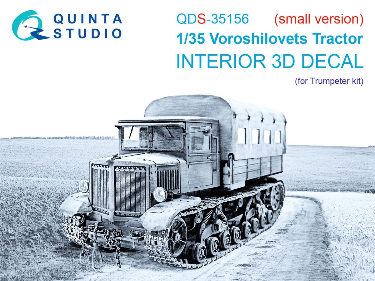 1:35 Voroshilovets Tractor - 3D-Printed & Coloured Interior on Decal Paper (for Trumpeter Kits / Small Version)
