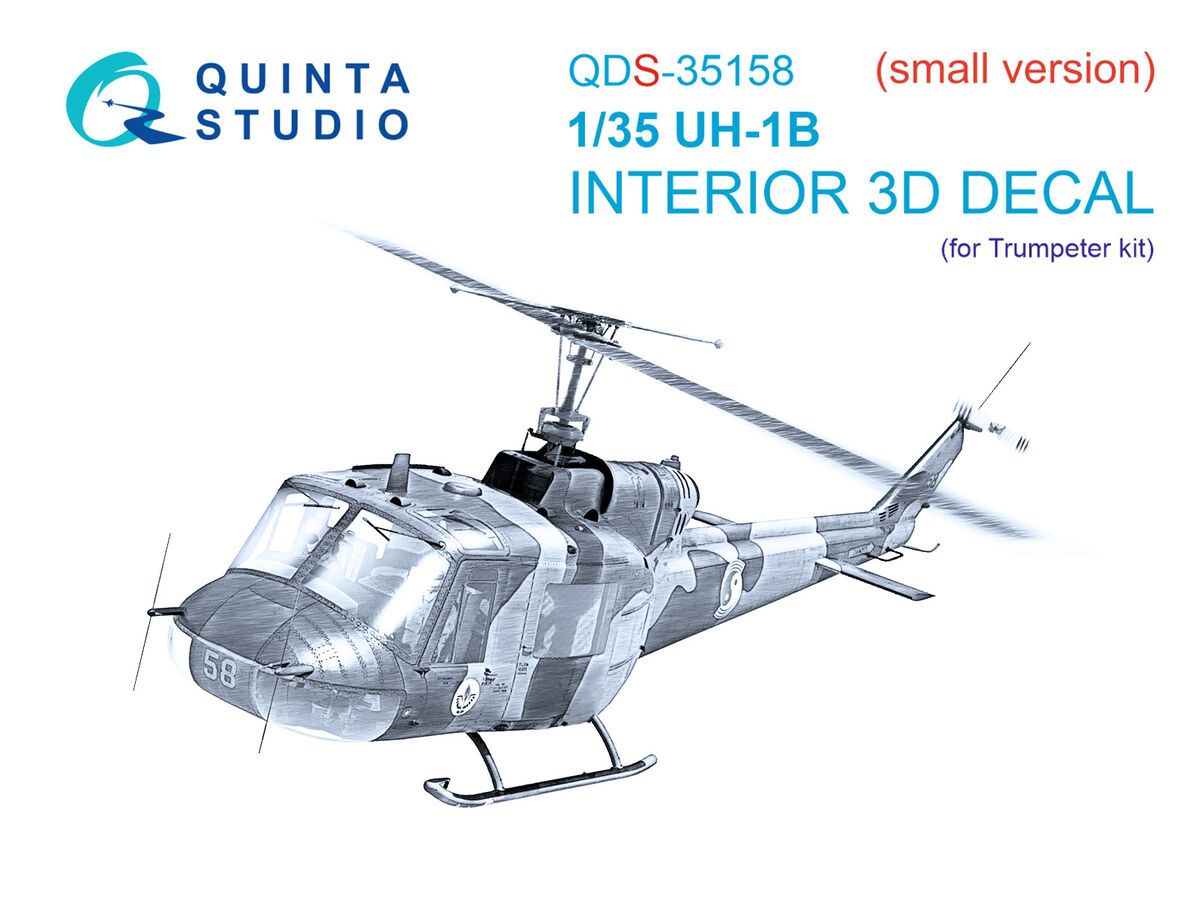 1:35 UH-1B 3D-Printed & coloured Interior on decal paper (Trumpeter) (Small version)