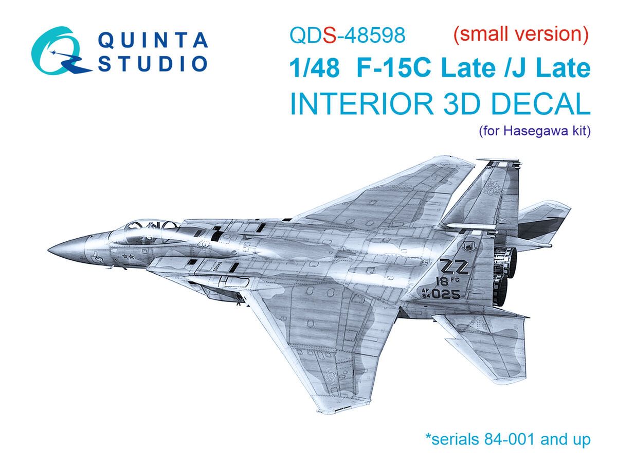 1:48 F-15C Late/F-15J Late 3D-Printed & coloured Interior on decal paper (Hasegawa) (Small version)
