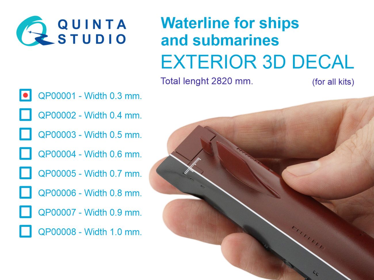 Waterline for Ships and Submarines - Width 0.3 mm / Length 2820 mm (for All Kits)