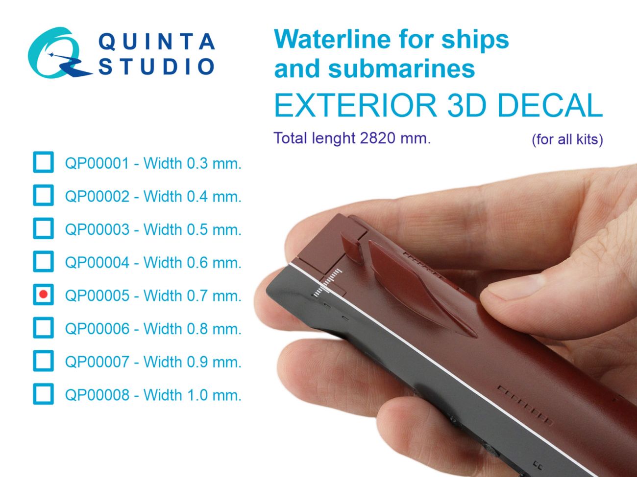 Waterline for Ships and Submarines - Width 0.7 mm / Length 2820 mm (for All Kits)