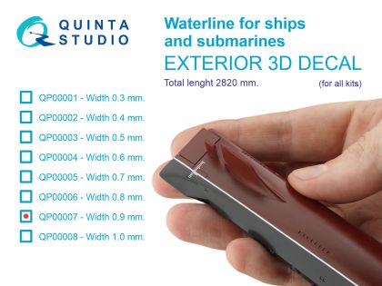 Waterline for Ships and Submarines - Width 0.9 mm / Length 2820 mm (for All Kits)