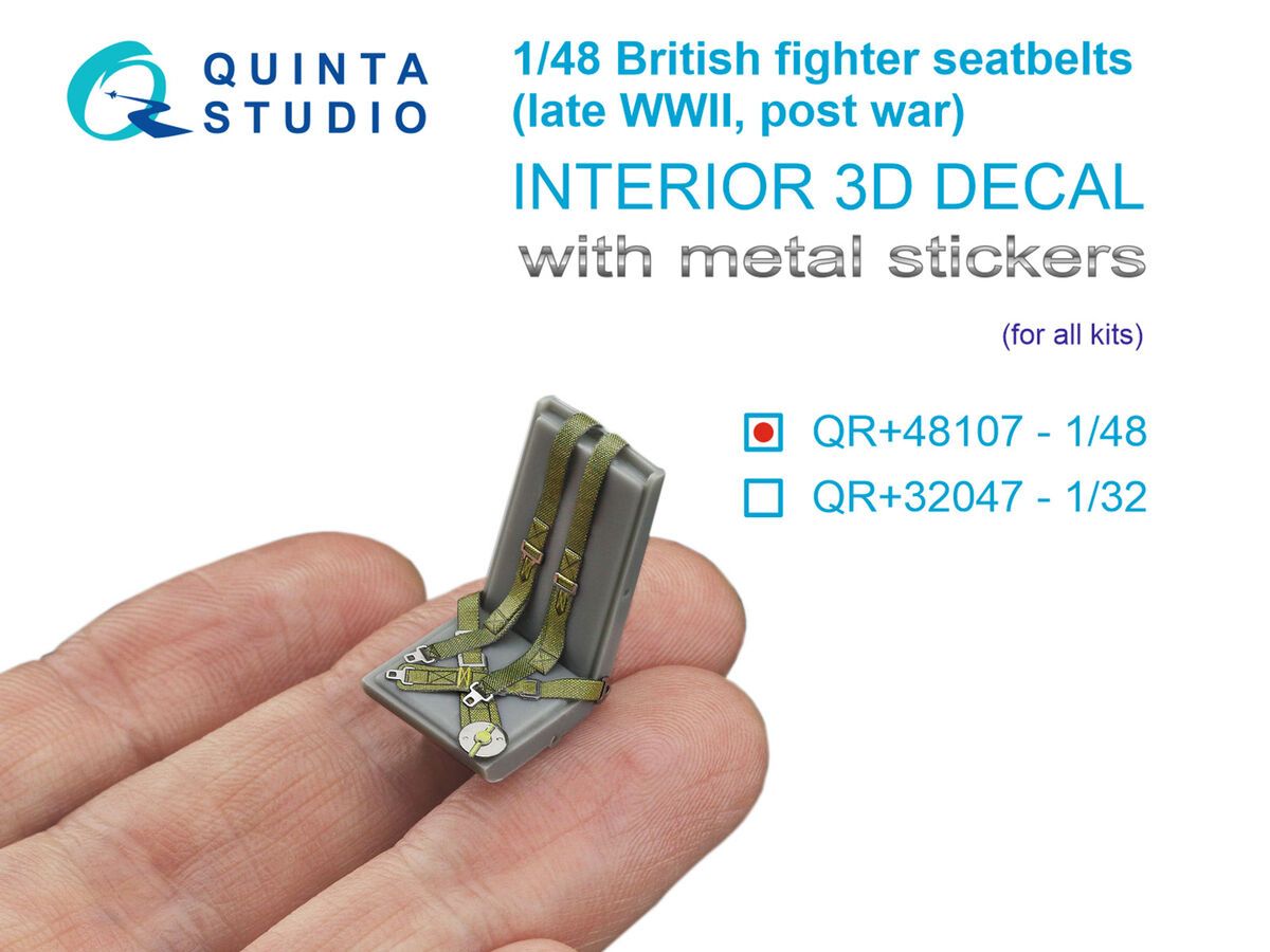 1:48 British Fighter Seatbelts (late WWII, post-war) (with metal buckles) (All kits)