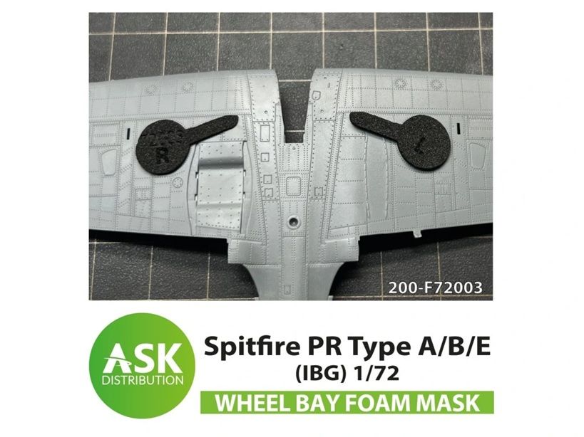 1:72 Spitfire PR Type A/B/E wheel bay FOAM flexibel mask for IBG