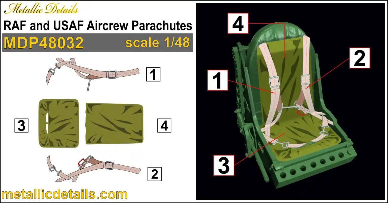 1:48 RAF and USAF Aircrew Parachutes (3D-Printed)