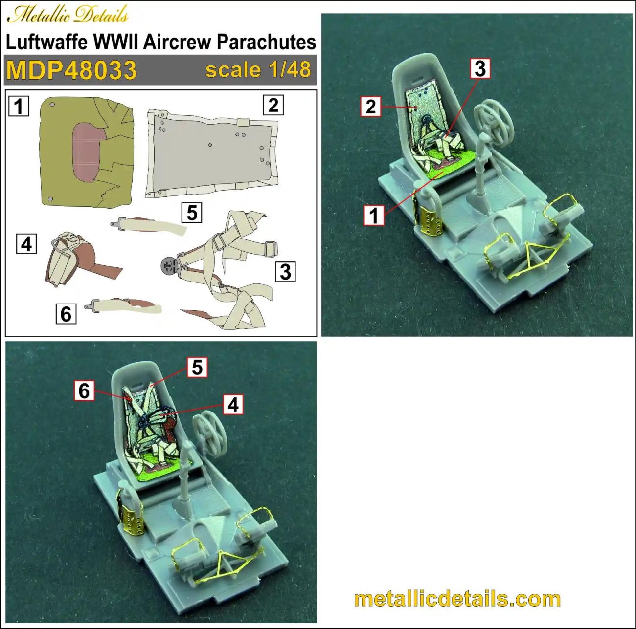 1:48 Luftwaffe WWII Aircrew Parachutes (3D-Printed)