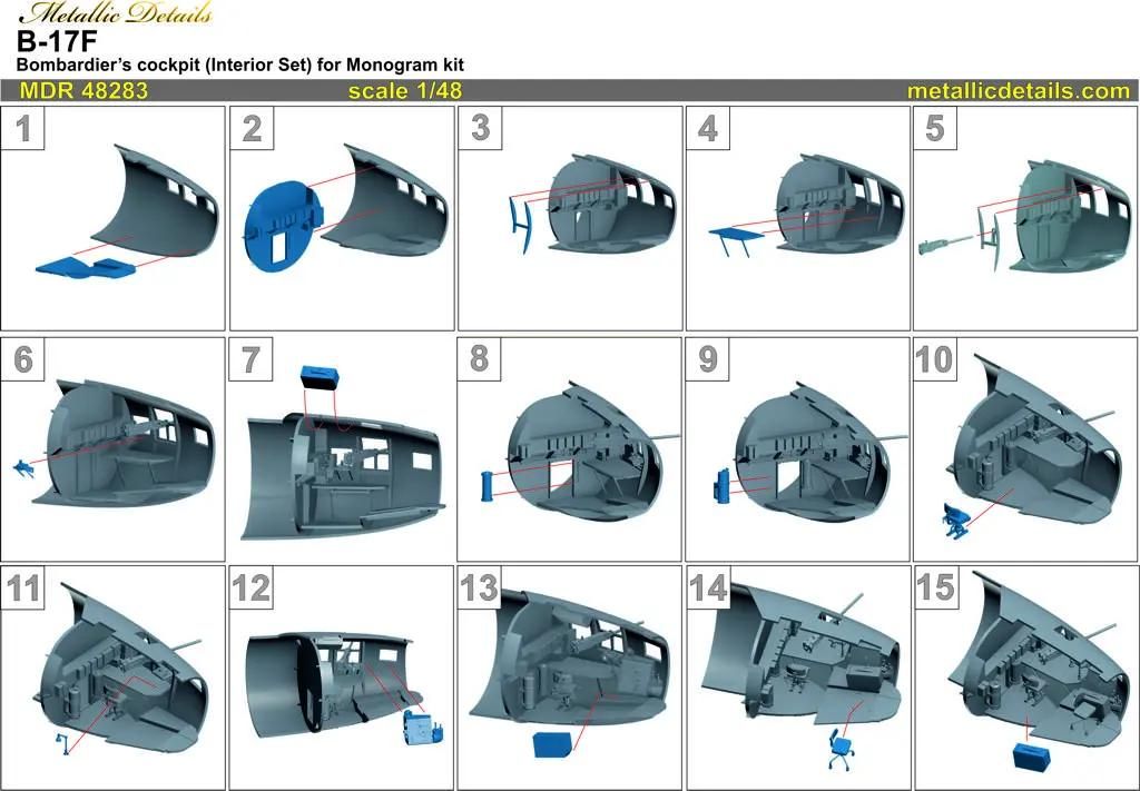 1:48 Boeing B-17F Flying Fortress Bombardier's cockpit (Interior set) (monogram)