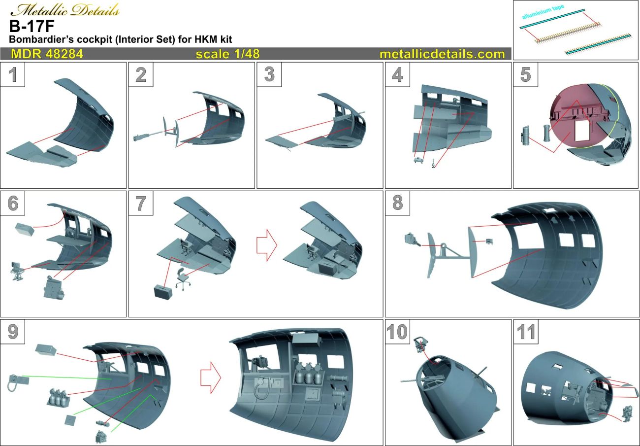1:48 Boeing B-17F Flying Fortress Bombardier's cockpit (Interior set) (HKM)