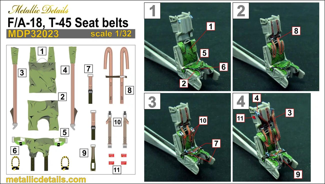 1:32 F/A-18 Hornet T-45 Seat belts (3D-Printed)