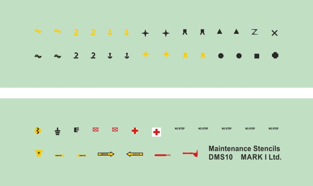 Aircraft Maintenance Stencils (various types), 2 sets (1:72, 1:76, 1:87, 1:144 etc.).