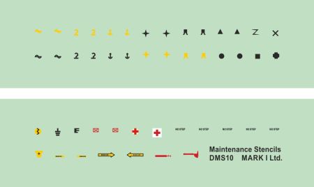 Aircraft Maintenance Stencils (various types), 2 sets (1:72, 1:76, 1:87, 1:144 etc.).