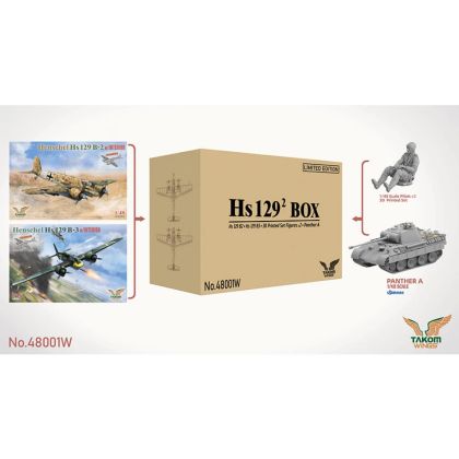 1:48 Hs 129² Box - Hs 129 B2 + Hs 129 B3 + 3D Printed Set Figures x2 + Panther A