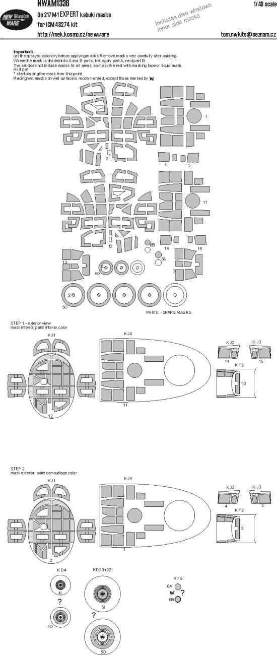 1:48 Dornier Do 217 M-1 - EXPERT Kabuki Masks (for ICM Kits)