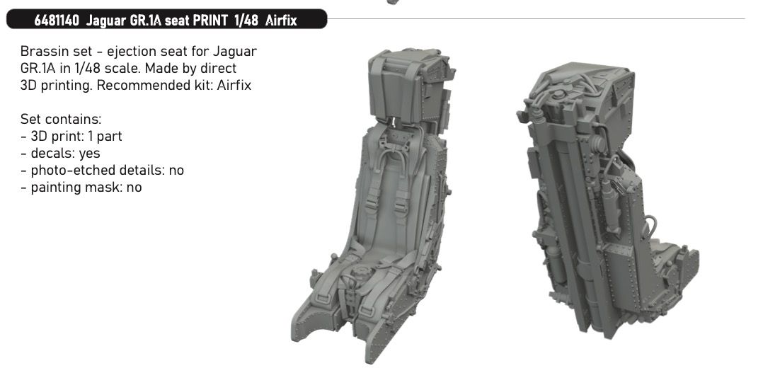 1:48 Jaguar GR.1 A - Seat for Airfix