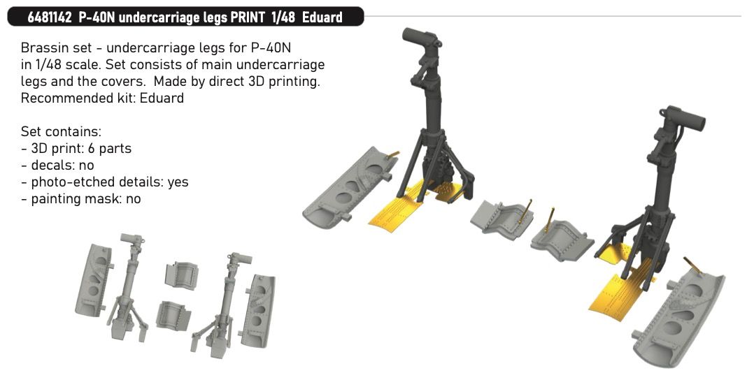 1:48 P-40 N - Undercarriage Legs for Eduard