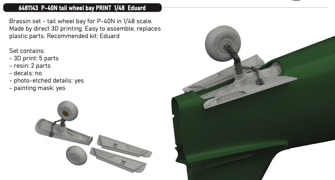 1:48 P-40 N - Tail Wheel Bay for Eduard