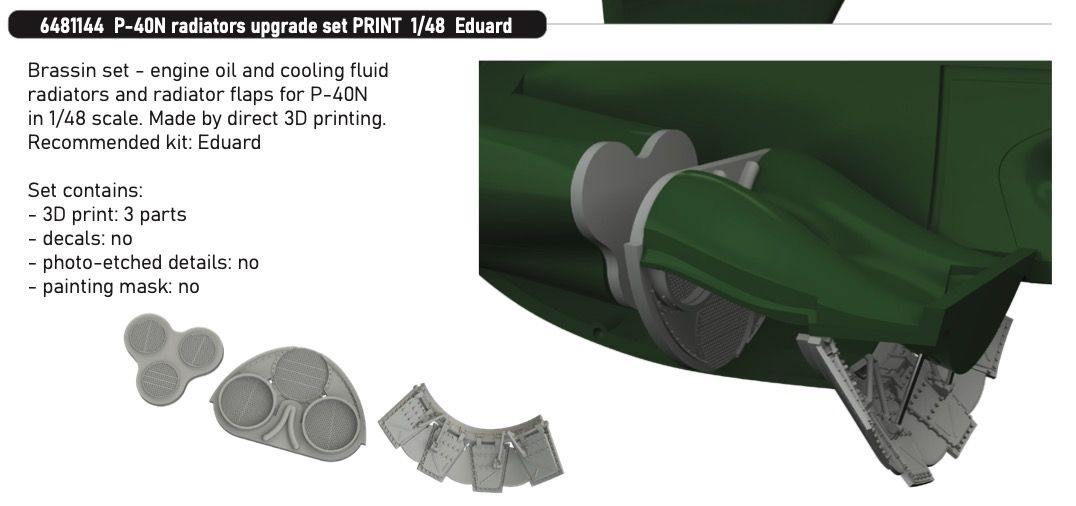 1:48 P-40 N - Radiators Upgrade Set for Eduard