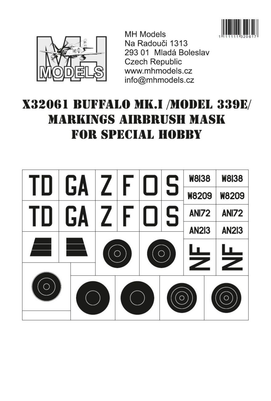 1:32 Buffalo Mk.I (model 339E) Markings airbrush mask for Special Hobby