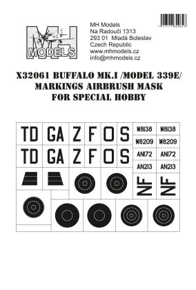 1:32 Buffalo Mk.I (model 339E) Markings airbrush mask for Special Hobby