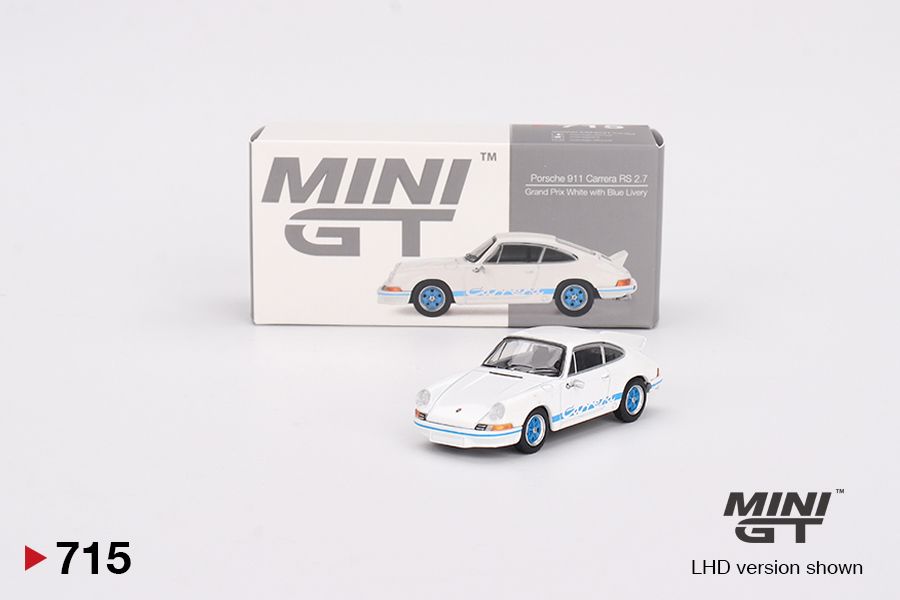 1:64 Porsche 911 Carrera RS 2.7 Grand Prix White with Blue Livery