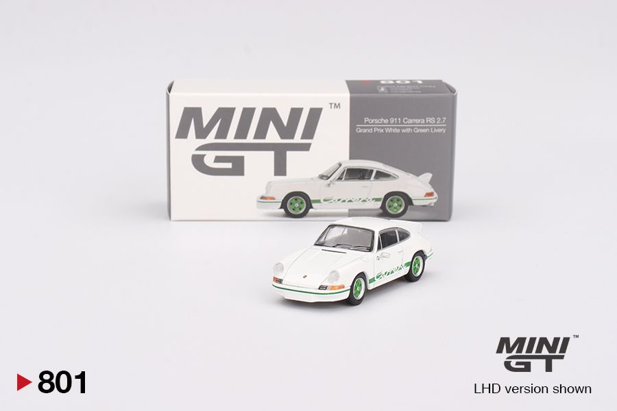 1:64 Porsche 911 Carrera RS 2.7 Grand Prix White with Green Livery