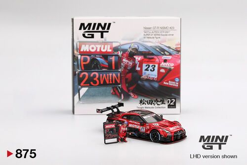 1:64 Nissan GT-R Nismo #23 'Motul Autech GT-R 2021' Super GT Series Suzuka Winner With Matsuda Figure Tsugio Matsuda Collection No.2 (Left-Hand Boxed)