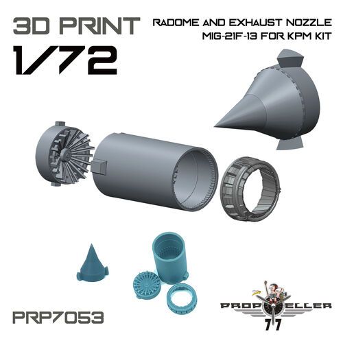1:72 MIG-21 F-13 - 3D-Printed Radome and Exhaust Nozzle (for Kovozavody Prostejov Kits)